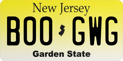 NJ license plate B00GWG