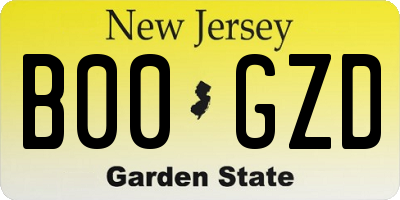 NJ license plate B00GZD