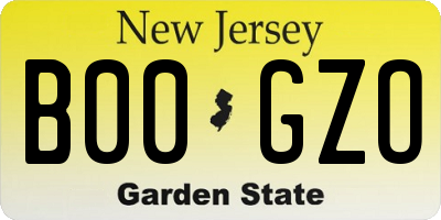 NJ license plate B00GZO