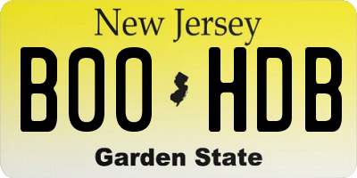 NJ license plate B00HDB