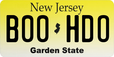 NJ license plate B00HDO