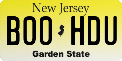 NJ license plate B00HDU