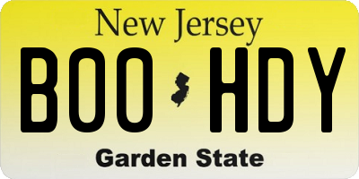 NJ license plate B00HDY