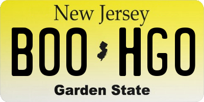 NJ license plate B00HGO