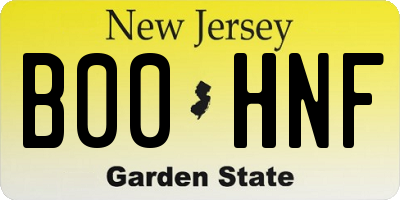 NJ license plate B00HNF