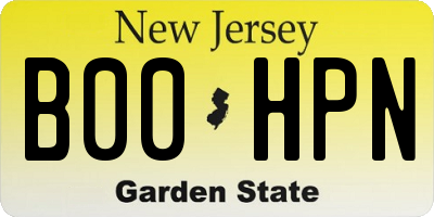 NJ license plate B00HPN