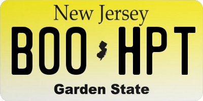 NJ license plate B00HPT