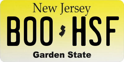 NJ license plate B00HSF