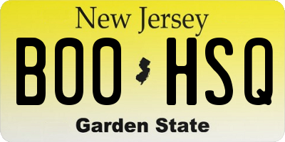 NJ license plate B00HSQ