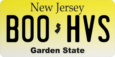 NJ license plate B00HVS