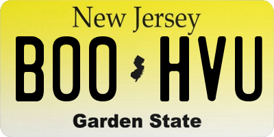 NJ license plate B00HVU