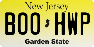 NJ license plate B00HWP
