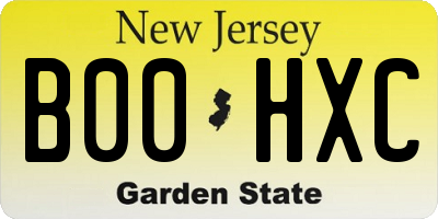 NJ license plate B00HXC