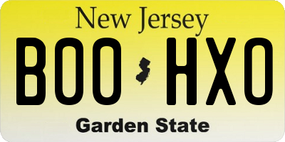 NJ license plate B00HXO