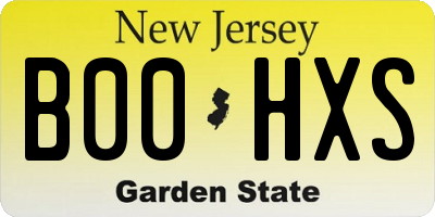 NJ license plate B00HXS