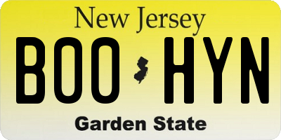 NJ license plate B00HYN