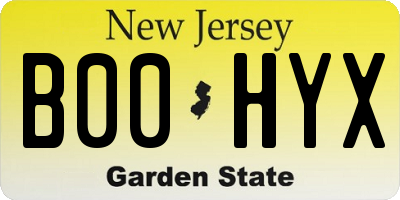 NJ license plate B00HYX