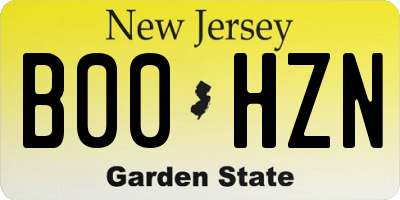 NJ license plate B00HZN