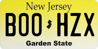 NJ license plate B00HZX