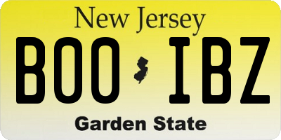 NJ license plate B00IBZ