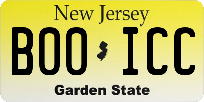NJ license plate B00ICC