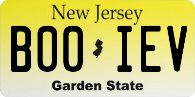 NJ license plate B00IEV