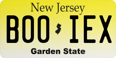 NJ license plate B00IEX