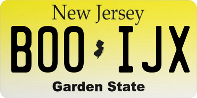 NJ license plate B00IJX