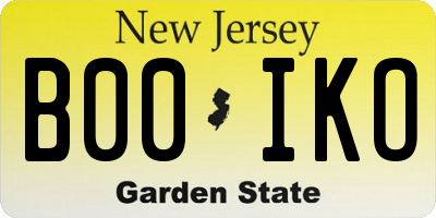 NJ license plate B00IKO