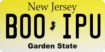 NJ license plate B00IPU