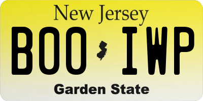 NJ license plate B00IWP