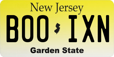 NJ license plate B00IXN