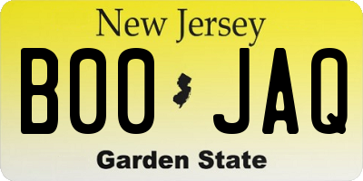 NJ license plate B00JAQ