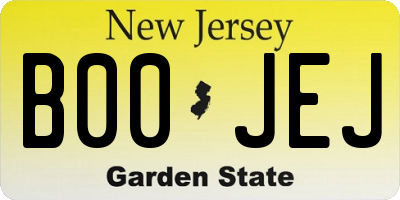 NJ license plate B00JEJ
