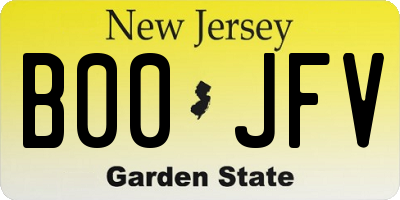 NJ license plate B00JFV