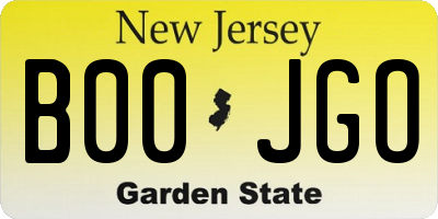 NJ license plate B00JGO
