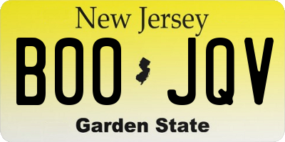 NJ license plate B00JQV