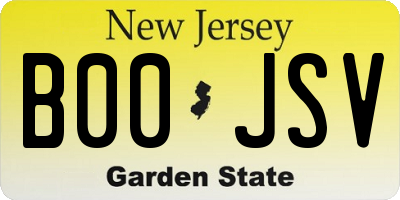 NJ license plate B00JSV