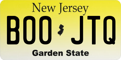 NJ license plate B00JTQ