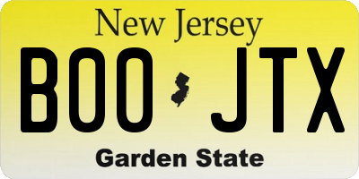 NJ license plate B00JTX