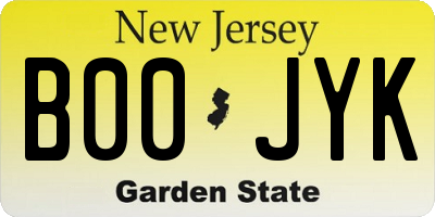 NJ license plate B00JYK