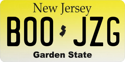 NJ license plate B00JZG