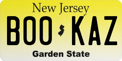 NJ license plate B00KAZ