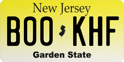 NJ license plate B00KHF