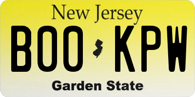 NJ license plate B00KPW