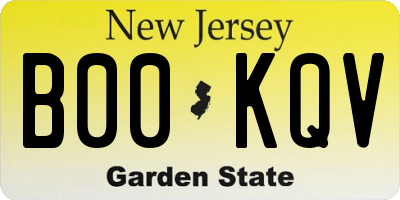 NJ license plate B00KQV