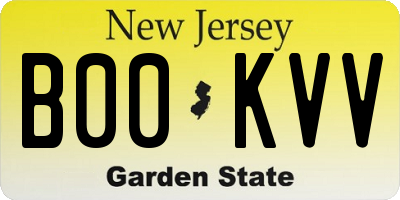 NJ license plate B00KVV