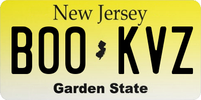 NJ license plate B00KVZ