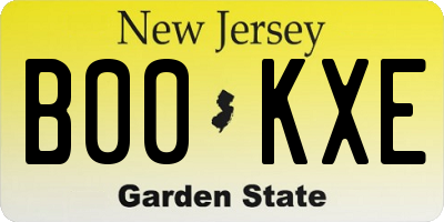 NJ license plate B00KXE