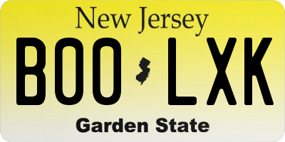 NJ license plate B00LXK